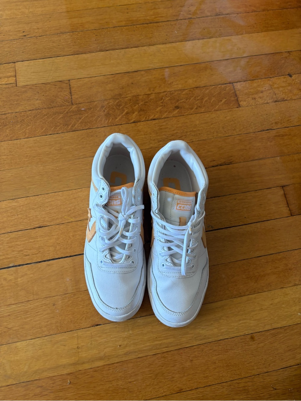 Converse Kids White Sneakers with Tan Accents